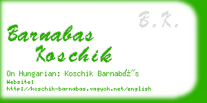 barnabas koschik business card